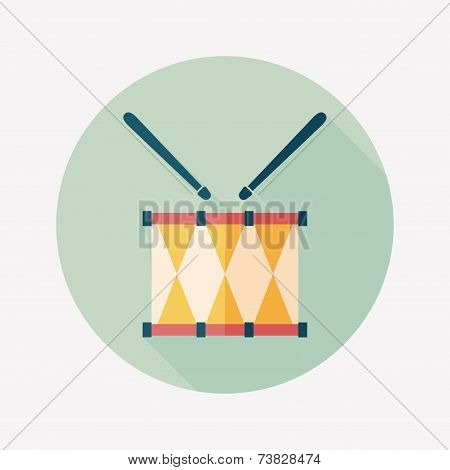 Drum Flat Icon With Long Shadow,eps10