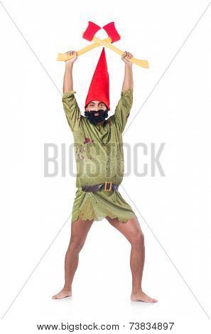 Savage man isolated on white