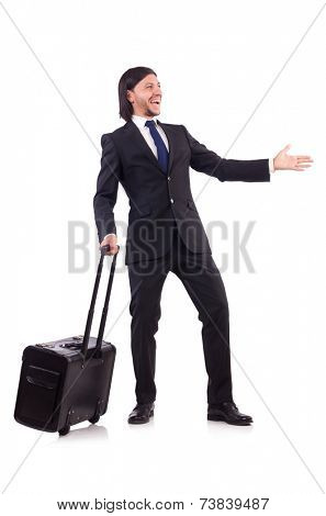 Businessman on business trip with luggage