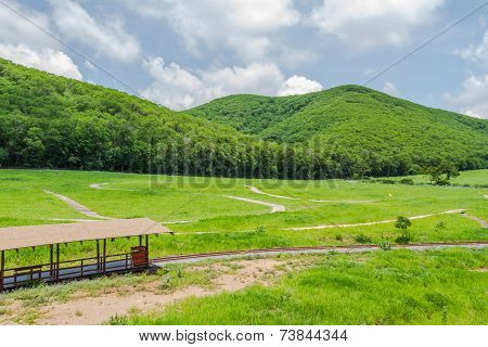 Thong Somboon ATV route, green field in Thailand
