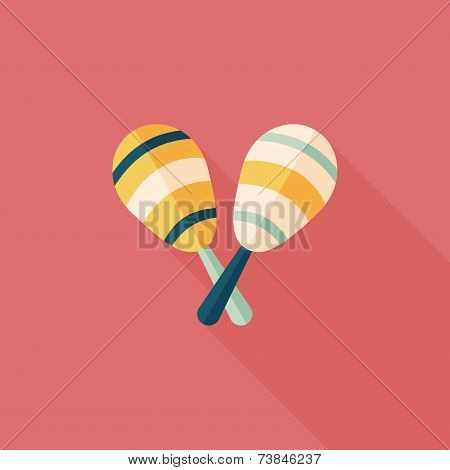 Wooden Rattle Flat Icon With Long Shadow,eps10