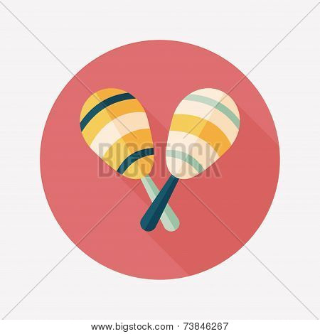 Wooden Rattle Flat Icon With Long Shadow,eps10