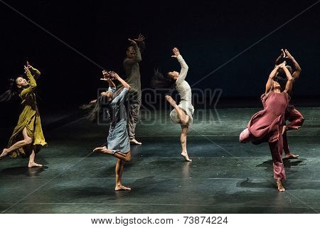 MOSCOW - OCTOBER, 2: ITMOI by  Akram Khan. Famous Performance at International Festival-School Territoria. Theatre of Nations. October 2, 2014 in Moscow, Russia