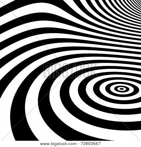 Black and white abstract striped background. Optical Art. Vector illustration. 