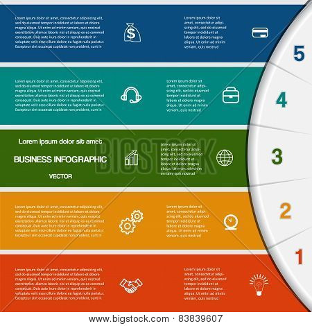 Infographic Template With Text Areas On Five Positions