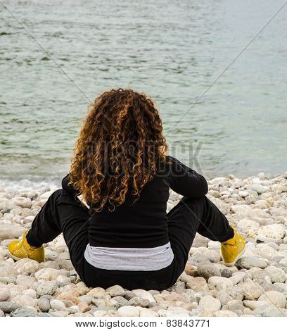 Young Woman, Finds Herself Alone, Taking Advantage Of The Holidays.