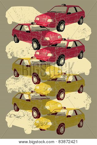 Taxi. Retro grunge poster. Vector illustration.