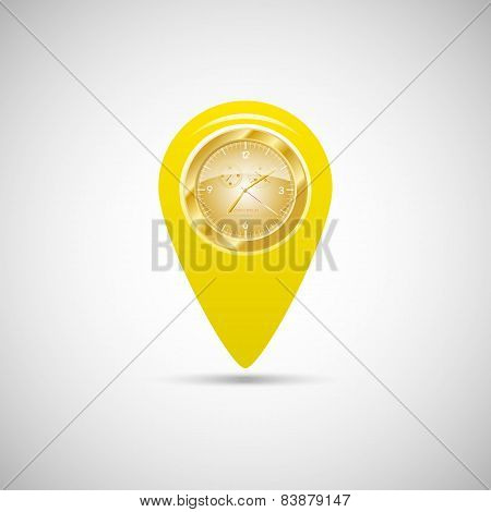 Yellow marker for maps with watch