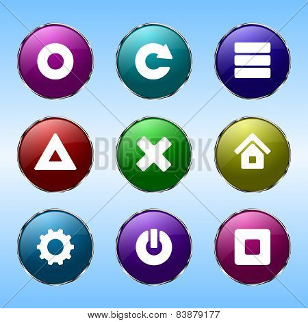 Nine colored buttons for sites