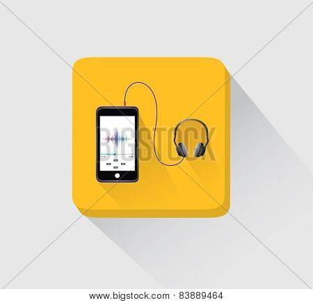 cell phone with head phone icon
