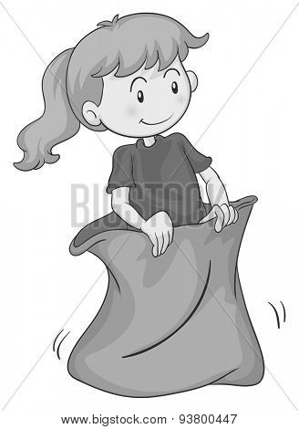 Happy girl in the sack jumping
