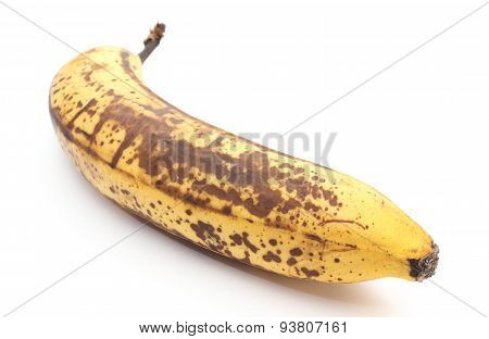 Old And Overripe Banana On White Background