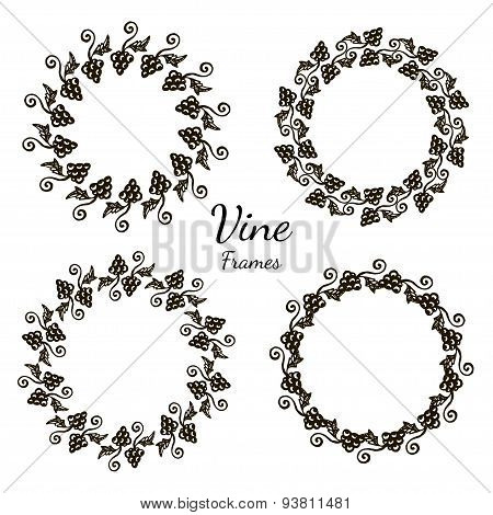 Elegant frame of grape design element. Decorative frame with floral ornament. Vector illustration fo