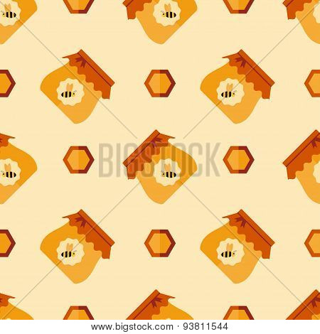 Abstract seamless pattern with honey and bee. Flat vector background
