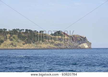 Whole View Of Songaksan Mountain In Jeju Island