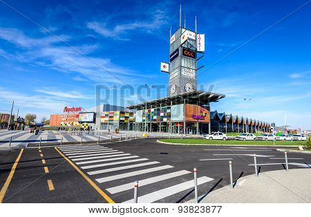 BRASOV ROMANIA - 23 APRIL 2015: Coresi Shopping Center largest mall in Transylvania opened by Immochan in march 2015 with 130 shops and 45000 sqm