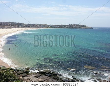 View of the famous Bondi Beach from South cliffs, NSW, Australia