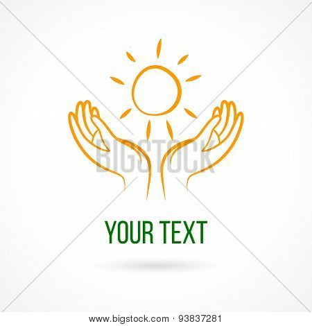 Logo with hands and sun