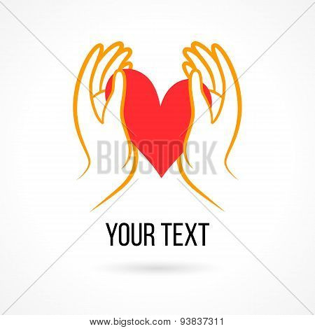 Logo with hands and heart