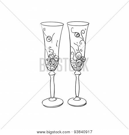 doodle wedding glasses