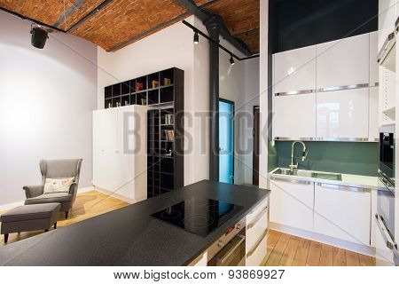 Kitchen With Living Room