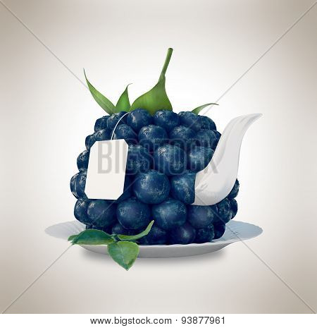 Blueberries tea cup