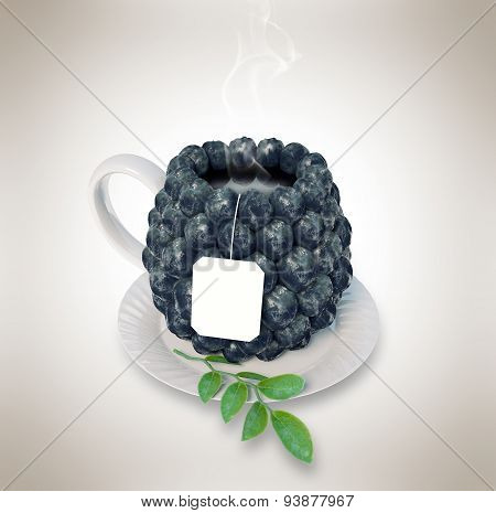 Blueberries tea cup