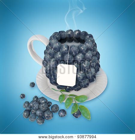 Blueberries tea cup