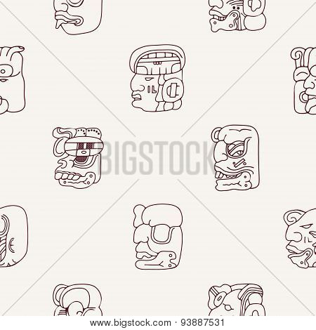 Seamless background with Maya head numerals glyphs
