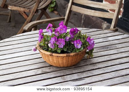 Bouquet Of Flowers On A Table In A Cafe. Denmark