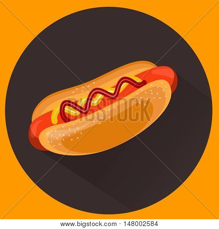 Barbecue, hot dog, BBQ vector illustration, beautiful flat style