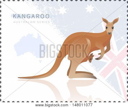 Vector illustration of Kangaroo. All objects are conveniently grouped and are easily editable.