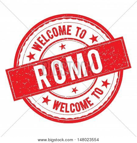 Welcome To Romo Stamp Sign Vector.