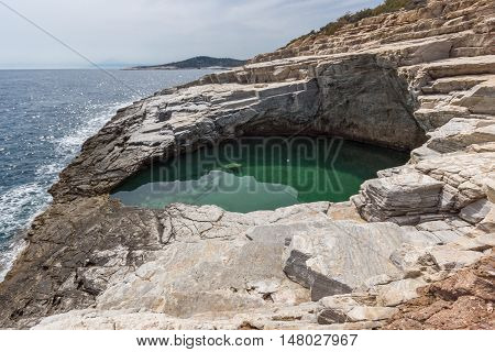 Amazing view of Giola Natural Pool in Thassos island, East Macedonia and Thrace, Greece