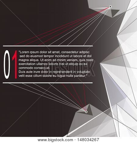 Abstract composition. Minimalistic fashion backdrop design. Black, white space star icon. Triangle font texture. Modern ad banner. Angle, dot connection fiber. Linking line ornament. Stock vector