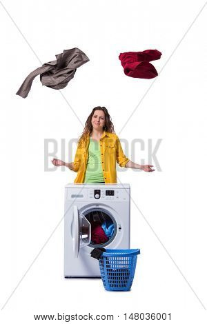 Woman feeling sressed after doing dirty laundry