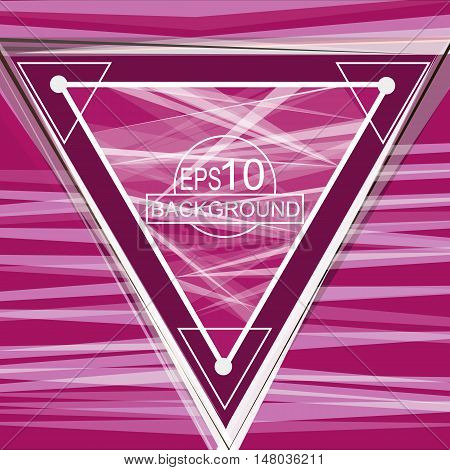 Abstract composition. Minimalistic fashion backdrop design. Triangle brand logo icon. Pink, white marble font texture. Modern ad banner. Lines connection fiber. Light rays ornament. Stock vector
