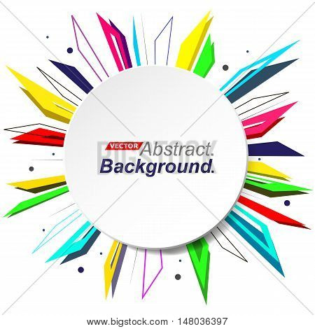 Abstract composition. Minimalistic fashion backdrop design. Circle explosion icon. Brand logo. Patch band font texture. Modern ad banner. Triangles connection fiber. Round text frame. Stock vector