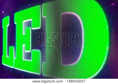 Bright colored LED sign at the LED smd screen - close up background