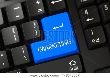 Imarketing Written on a Large Blue Button of a Modern Laptop Keyboard. 3D.