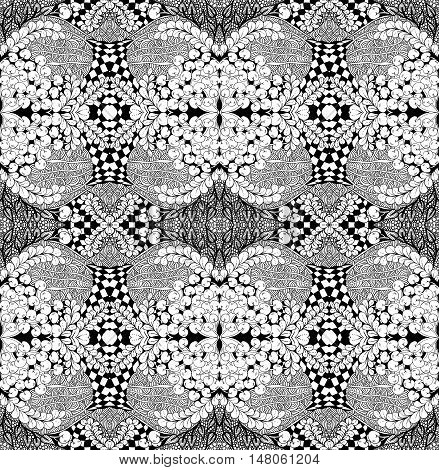 Seamless floral abstract wave ornaments hand drawn illustration made of simple doodles. Zen tangle pattern tangled texture