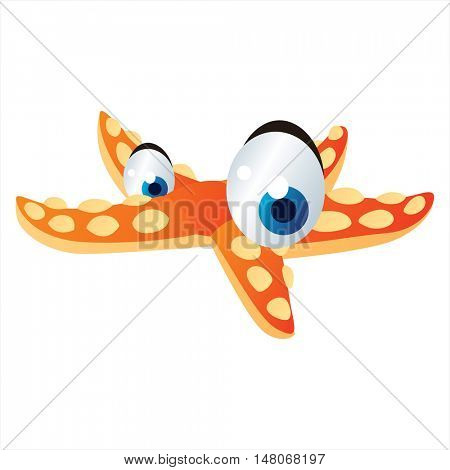 vector funny image of cute bright color underwater sealife animal. Seastar
