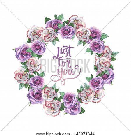 Wildflower rose flower wreath in a watercolor style isolated. Full name of the plant: rose, platyrhodon, rosa. Aquarelle flower could be used for background, texture, pattern, frame or border.