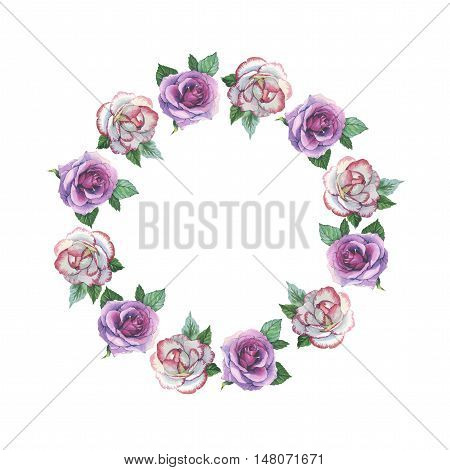 Wildflower rose flower wreath in a watercolor style isolated. Full name of the plant: rose, platyrhodon, rosa. Aquarelle flower could be used for background, texture, pattern, frame or border.