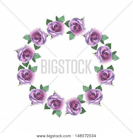 Wildflower rose flower wreath in a watercolor style isolated. Full name of the plant: rose, platyrhodon, rosa. Aquarelle flower could be used for background, texture, pattern, frame or border.