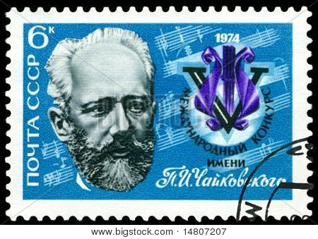 Francobollo vintage. Peter Ilich Tchaikovsky.