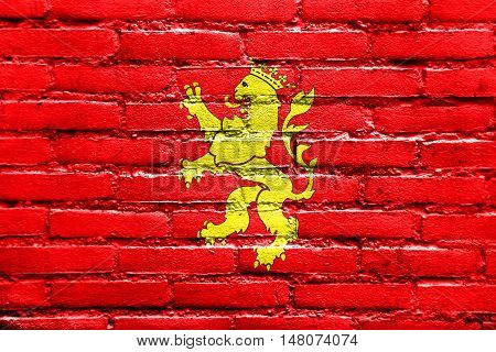 Flag Of Saragossa (zaragoza), Spain, Painted On Brick Wall