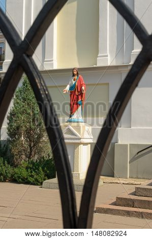 Sculpture of Jesus Christ and the crucifixion as the personification of faith.