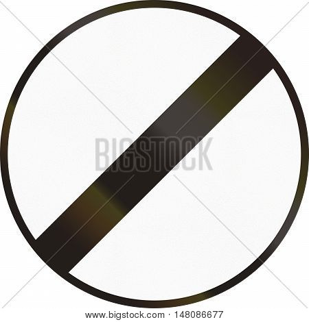Hungarian Regulatory Road Sign - End Of Previous Prescriptions