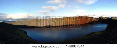 Lljotipollur crater lake in Landmannalaugar valley Iceland